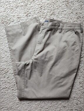 Men's Khaki Chino Pants - Classic Casual Fit 42 x 32